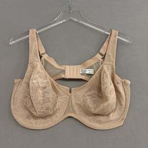 Wacoal 855225 Full Figure Stark Beauty Underwire Bra Nude Lace Women's Size 44DD